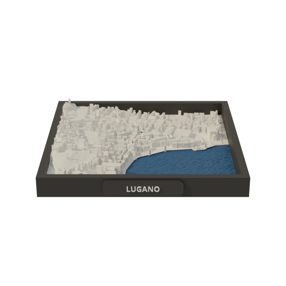Custom 3D Terrain Model with frame and Morcote name plate