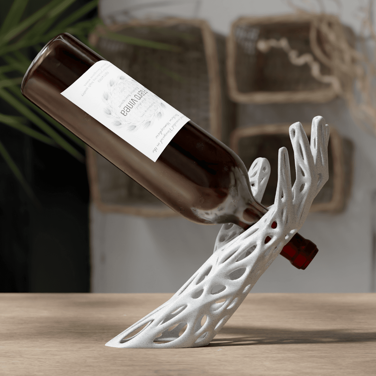 Voronoi Wine Holder - Swiss-made 3D printed design object by NinoLabs